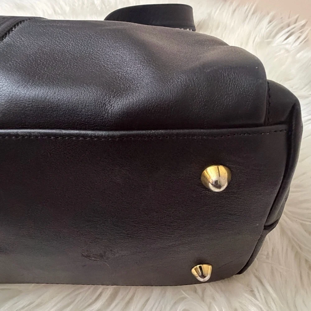 Vintage Elegant Black Leather Shoulder Bag